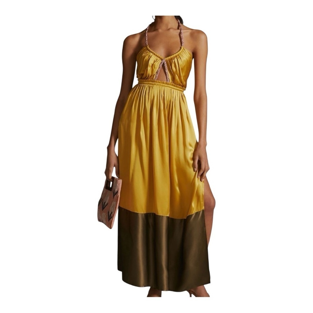Anthropologie Silk Dress in Gold